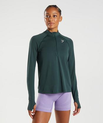 Accessories Damskie Gymshark Vital Seamless 1/2 Zip Zielone | PL 2516OKI